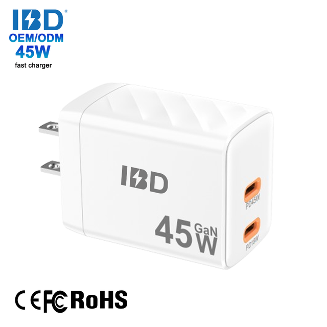 Portable GaN USB Type-C QC3.0 PD45W SCP OTP Wall Charger for Macbook & Laptop