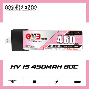 แบตเตอรี่ลิเธียมโพลิเมอร์ GAONENG GNB4501S80PHV 450mAh 3.8V 80C 160C PH2.0 หัวพลาสติก สำหรับรถบังคับวิทยุ 300 รอบการใช้งาน  แคโทด LiCoO2 สำหรับ FPV Quads HV - Product Image 2
