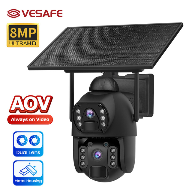 VESAFE PTZ Solar Camera with Recording AOV Motion Detection Alarm Outdoor Security Camera Head for Field & Farm Monitoring