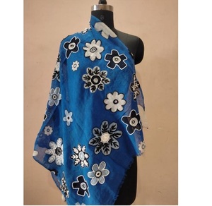 Châle long pour femme 100 % laine mérinos, fait main, imprimé à la main, motif Emb, extensible dans quatre sens, respirant, doux et chaud pour toutes les saisons - Product Image 4