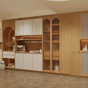 <span class=keywords><strong>Mueble</strong></span> Zapatero de Estilo Francés Tradicional Moderno para Sala de Estar, Almacenamiento Modular Personalizado para Toda la Casa con Puertas Integradas de Mimbre Tejido - Product Image 1