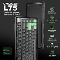 YUNZII L75 Düşük Profil Kablosuz Mekanik Klavye, %75 Taşınabilir, Üç Modlu Conta Yapısı, Özelleştirilebilir RGB Arkadan Aydınlatmalı Oyun Klavyesi