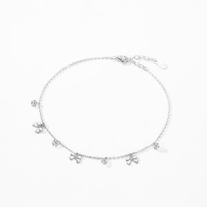 S925 Sterling Silver Zircon Romantic <b>Bow</b> Chain Bracelet for Women - Simple and Stylish Jewelry Customizable copper version - Product Image 3