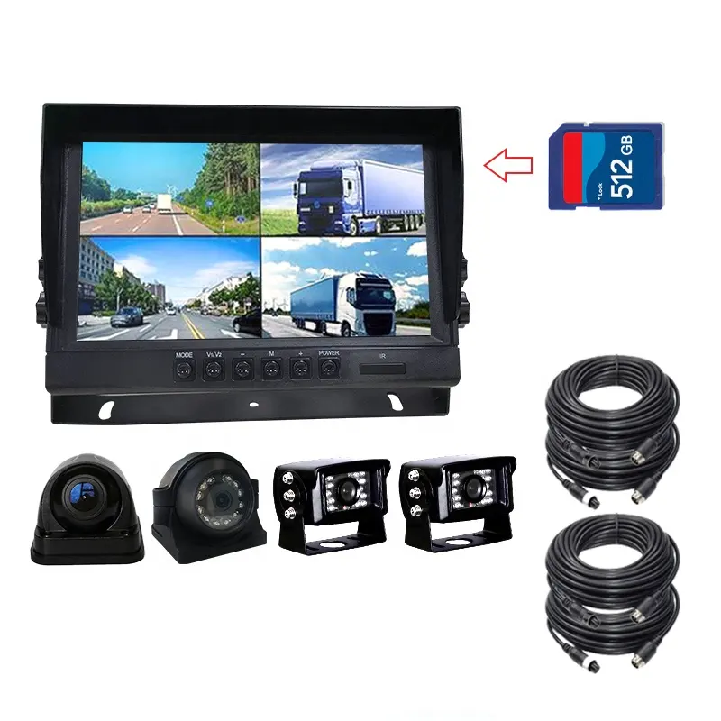 1080P 9インチ車Quad Split Monitor Built-DVRでVideo Recording AHD 4 Channelモバイルdvr Car Reversing Monitor