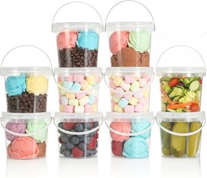 Seau hermétique de qualité alimentaire, rond, en plastique transparent, avec couvercle, pour noix, yaourt, bonbons, confiture - Product Image 1
