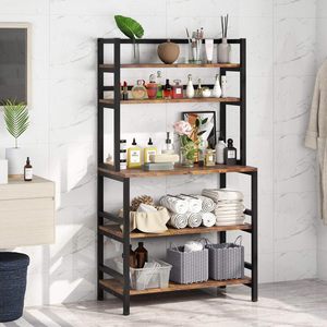 American Style Four Tier Iron <b>Storage</b> Rack 800 Lb Capacity Standing Type <b>Kitchen</b> Living Room Durable Shelf <b>Unit</b> - Product Image 4