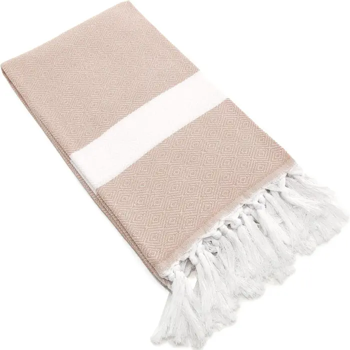 2 in 1 turkish tassels towels beach towels custom cotton sand free bag jacquard/printed turkish beach towel