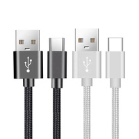 Câble de charge rapide tressé de 6 pieds, best-seller 2024, dans un emballage en boîte cristal, câble de charge USB 2A pour téléphones mobiles