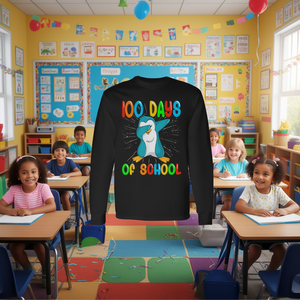 Maglietta a maniche lunghe con stampa 100 Days Of School Dabbing Penguin - Product Image 3