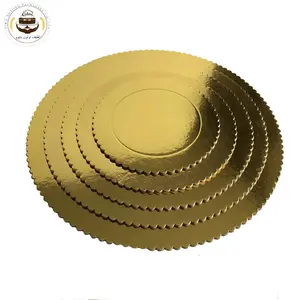 yiwu aotong golden foil paper 2200gsm duplex paper scalloped 3mm square cake board