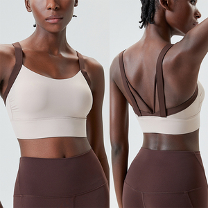 Due pezzi 4 modi elasticizzati set di abbigliamento <span class=keywords><strong>sportivo</strong></span> da donna <span class=keywords><strong>reggiseno</strong></span> <span class=keywords><strong>sportivo</strong></span> <span class=keywords><strong>con</strong></span> imbottiture fisse e tasche a vita alta per Fitness pantaloni da palestra - Product Image 4