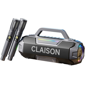 Claison Portable <b>Speaker</b> With Dual Microphones Subwoofer Colorful <b>Led</b> Light Home Outdoor Use - Product Image 1