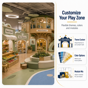 Equipo de juegos infantiles para interiores, ciudad de juegos de rol con escena de calle de pueblo y casa de juegos de madera para centro de juegos infantiles FEC - Product Image 5