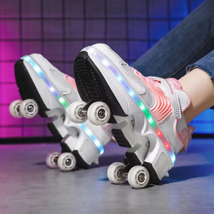 SeeMore <span class=keywords><strong>Zapatillas</strong></span> de Skate de 4 <span class=keywords><strong>Ruedas</strong></span> para Niños <span class=keywords><strong>y</strong></span> Niñas <span class=keywords><strong>Zapatillas</strong></span> de Deporte Unisex de Moda <span class=keywords><strong>con</strong></span> <span class=keywords><strong>Ruedas</strong></span> Zapatos Informales de Patinaje de Doble Uso - Product Image 2