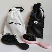 Kit d'extension de cheveux roses Logo personnalisé Mini brosse à cheveux brosse à cheveux démêlante pour cheveux secs et humides petite taille voyage