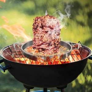 Grill à brochettes Al Pastor en acier inoxydable chromé, plaque verticale pour gyros, four rotatif, support pour brochettes, brosses, 3 pointes amovibles - Product Image 6