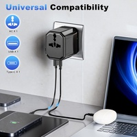 Adaptateur de chargeur mural universel Worldplug avec USB Type-C pour appareil photo et écouteurs, prise multiple 12W