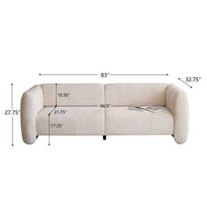 Modern Convertible 3-Seater <b>Sofa</b> Set Wave Design Fabric BEIGE-For Apartment Bedroom Living Room & Hotel/Villa Use - Product Image 5