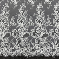 GCWH019902-07 Tissu en Tulle Brodé Floral Perlé Blanc 150CM, Coupe de 3 Mètres pour Robes de Mariée