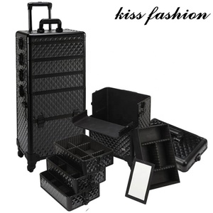 Di alluminio di rotolamento make up bellezza treno trolley professionale, stazione permanente make-up cosmetici case organizer <span class=keywords><strong>box</strong></span> di stoccaggio - Product Image 5
