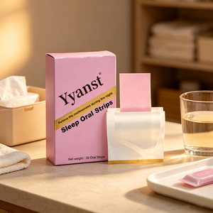 Bandes de film orales dissolvables à base de plantes, 30 pièces, rose clair avec rayures dorées, boîte en papier, OEM, marque privée, vente en gros - Product Image 2