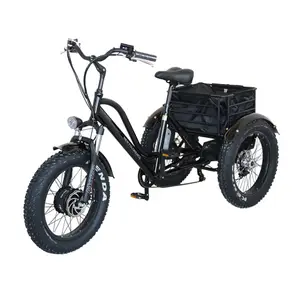 20 इंच बिजली trike वसा टायर 48V 13Ah लिथियम बैटरी के साथ 3 पहिया बिजली Tricycle बिजली के तीन पहियों बाइक टोकरी