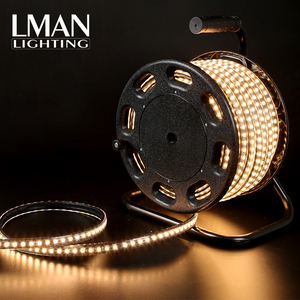 휴대용 110V/220V <span class=keywords><strong>LED</strong></span> 스트립 라이트 IP67 방수 SMD 2835 드럼 디자인 건설 조명 5M 10M 20M 12mm PCB 폭