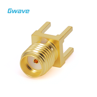 Connecteur SMA femelle Gwave modèle SMA-KHD133 en laiton pour applications RF traversant le circuit imprimé, impédance 50 Ohm, épaisseur 5,08 mm, DC-12,4 GHz
