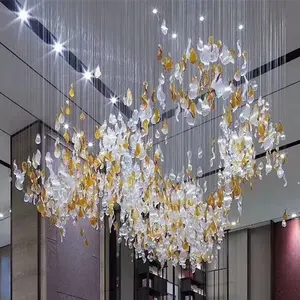 Custom Made Spiral Glass Club Chandelier Modern Hotel Pendant Light For Staircase