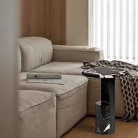 Table basse convertible en marbre noir Calacatta Viola, design contemporain OEM, base en métal, pour salon