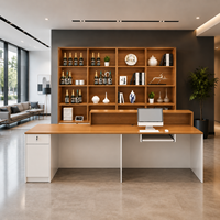 Bureau d'accueil minimaliste moderne avec éclairage LED. Entièrement personnalisable, adapté aux supermarchés, centres commerciaux et entreprises.