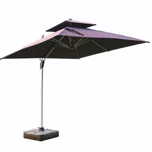 Outdoor Large Roman Umbrella Sturdy Garden Patio Umbrella Aluminum Handle Parasol Pop Up with Tilt and Crank