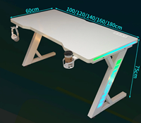 Bureau d'ordinateur en bois pour jeux vidéo, idéal pour la maison, l'étude, la chambre, le travail, avec éclairage d'ambiance et plateau rechargeable