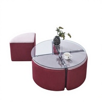 Table Basse Européenne Au Design Minimaliste Dessus De Table D'appoint En Verre Trempé Avec Siège Doux Salon