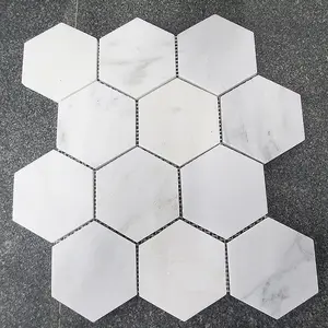 Trắng nanoglass nhân tạo Microcrystalline Nano pha lê xương cá Hexagon Glass Mosaic Tiles