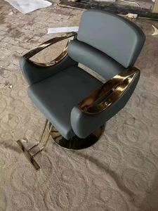 Venta al por mayor Silla de peluquero equipo de salón elevador de cuero simple para cortar el pelo muebles de metal - Product Image 3