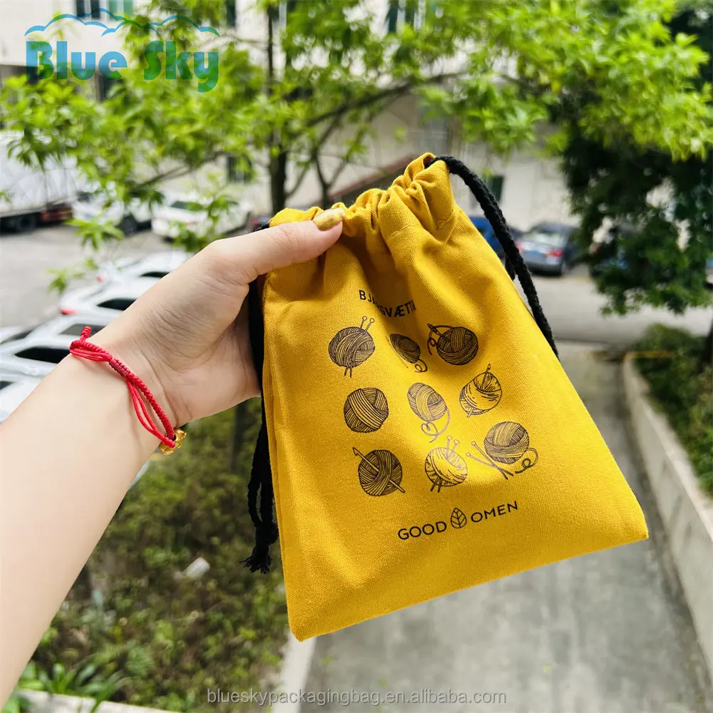 Çin'de yapılan en popüler toptan kişiselleştirilmiş renkli muslin çanta özel küçük büzgülü pamuklu çanta kılıfı