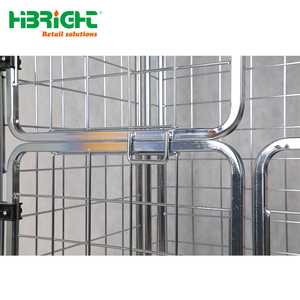 Heavy Duty Industrial Logistics <b>Trolley</b> Metal Wire Mesh Cage Cart with <b>Wheels</b> <b>for</b> Warehouse and Factory - Product Image 5