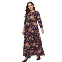 Usine OEM Automne Plus La Taille À Manches Longues Rétro Floral Soirée Longue Maxi Robes Décontractées