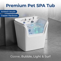 ALFAPET R-07 Spa pour chiens, baignoire pour animaux de compagnie avec massage à bulles, ozone, lumière LED colorée 360° °   Machine de toilettage pour chiens en acrylique avec fonction de pulvérisation pour le bain et le spa