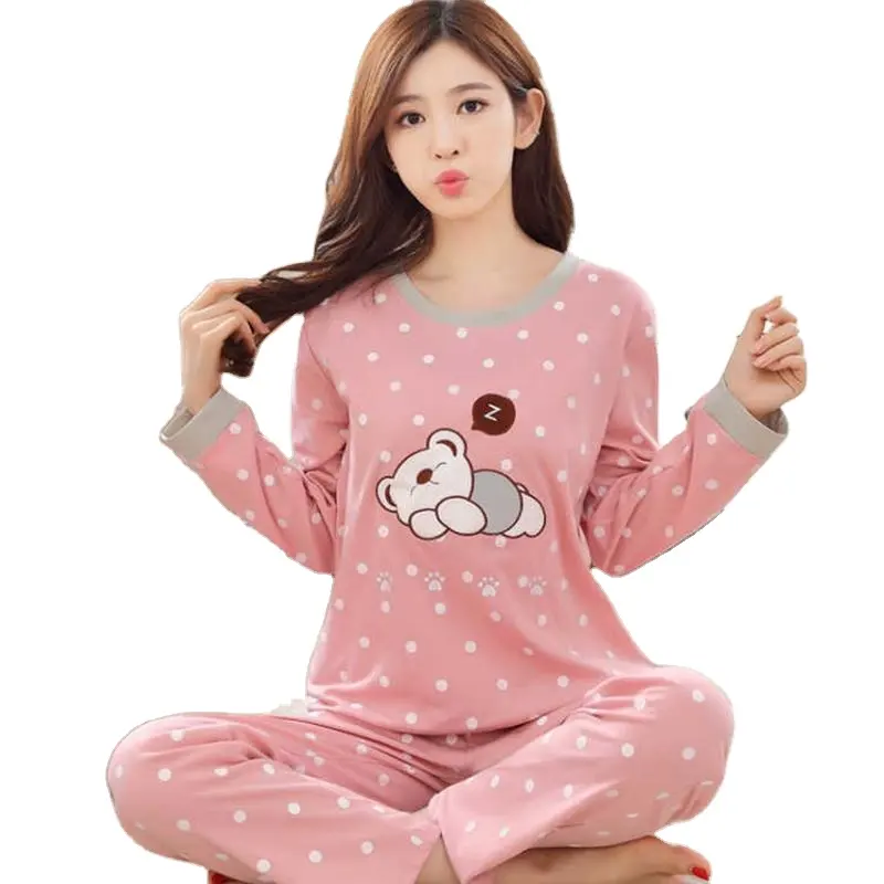 Cartoon Print Pijamas China Supplier Long Sleeved Cotton Sleepwear Pijamas Por Mayor Pajama