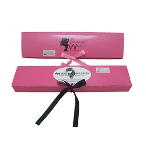 Причудливая портативная индивидуальная печатная длинная коробка для париков для упаковки высококачественных розовых бумажных коробок для париков
