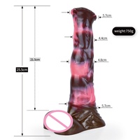 Dildo réaliste en silicone en forme de pénis de cheval avec testicules, Dildo fantaisie animal en silicone avec nœud, Grand et long jouet sexuel anal pour femmes, Produit érotique