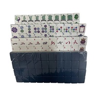 Jeu de Mahjong Américain Moderne de Luxe Durable et Portable en Acrylique Bleu Marine Lotus pour 4 Joueurs – Idéal pour les Fêtes et les Jeux de Divertissement