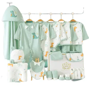 Kotak Hadiah Katun Murni 24 Buah Pakaian Anak Laki-laki Perempuan Baru Lahir 0 3 Bulan Pakaian Bayi Celana Layette Set untuk Empat Musim