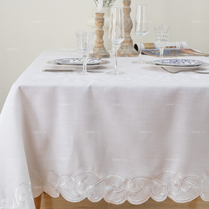 <span class=keywords><strong>Mantel</strong></span> rectangular oblongo con diseño <span class=keywords><strong>de</strong></span> encaje Vintage bordado <span class=keywords><strong>de</strong></span> tela con borde <span class=keywords><strong>de</strong></span> macramé, mesas blancas, cubierta <span class=keywords><strong>de</strong></span> mesa <span class=keywords><strong>de</strong></span> comedor - Product Image 3