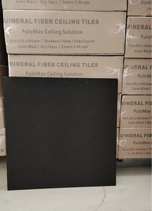 Dalles de plafond en fibre minérale insonorisantes et ignifuges, de couleur noire, de forme carrée et modernes, pour cinéma - Product Image 4