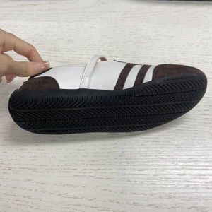 Zapatos Casuales de Mujer con Detalle de Rayas, Parte Superior de Mezcla de Tela PU, Suela de Goma Antideslizante, Mocasines Planos de Moda - Product Image 5