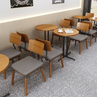 Ensembles de tables et chaises en bois massif de style nordique pour restaurants, cafés, pâtisseries, avec banquettes pour salons de thé et hôtels