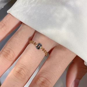 Bague en or véritable 18 carats avec pierre naturelle ovale en aquamarine, chaîne réglable, bijoux fins pour femme, Xinfly - Product Image 4